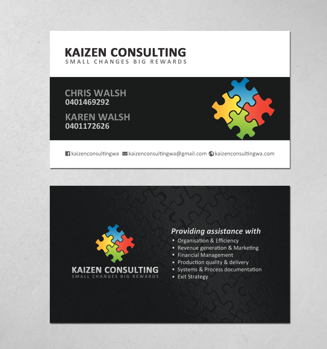 Diseño de Tarjeta de Presentación por chandrayaan.creative para Kaizen Consulting | Diseño #19850236