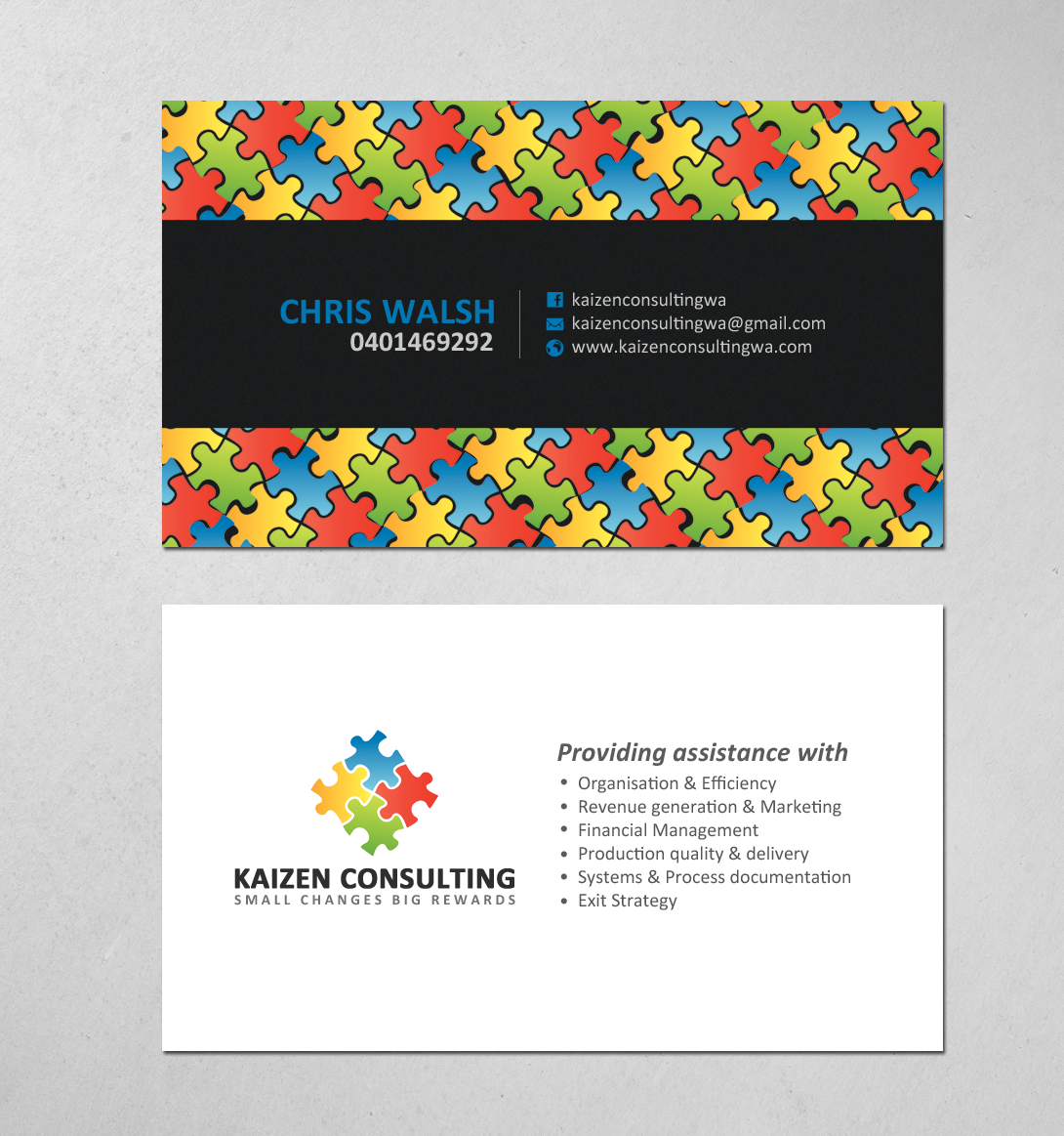 Business Card Design by chandrayaan.creative for Kaizen Consulting | Design #19850237