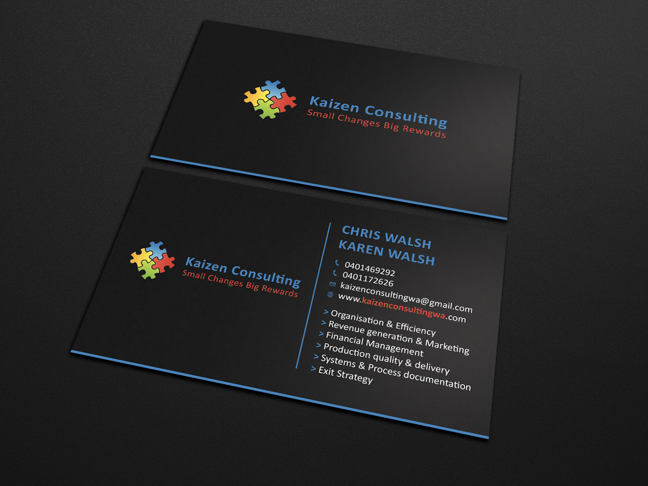 Diseño de Tarjeta de Presentación por Tripti Ranjan Gain para Kaizen Consulting | Diseño #19843794