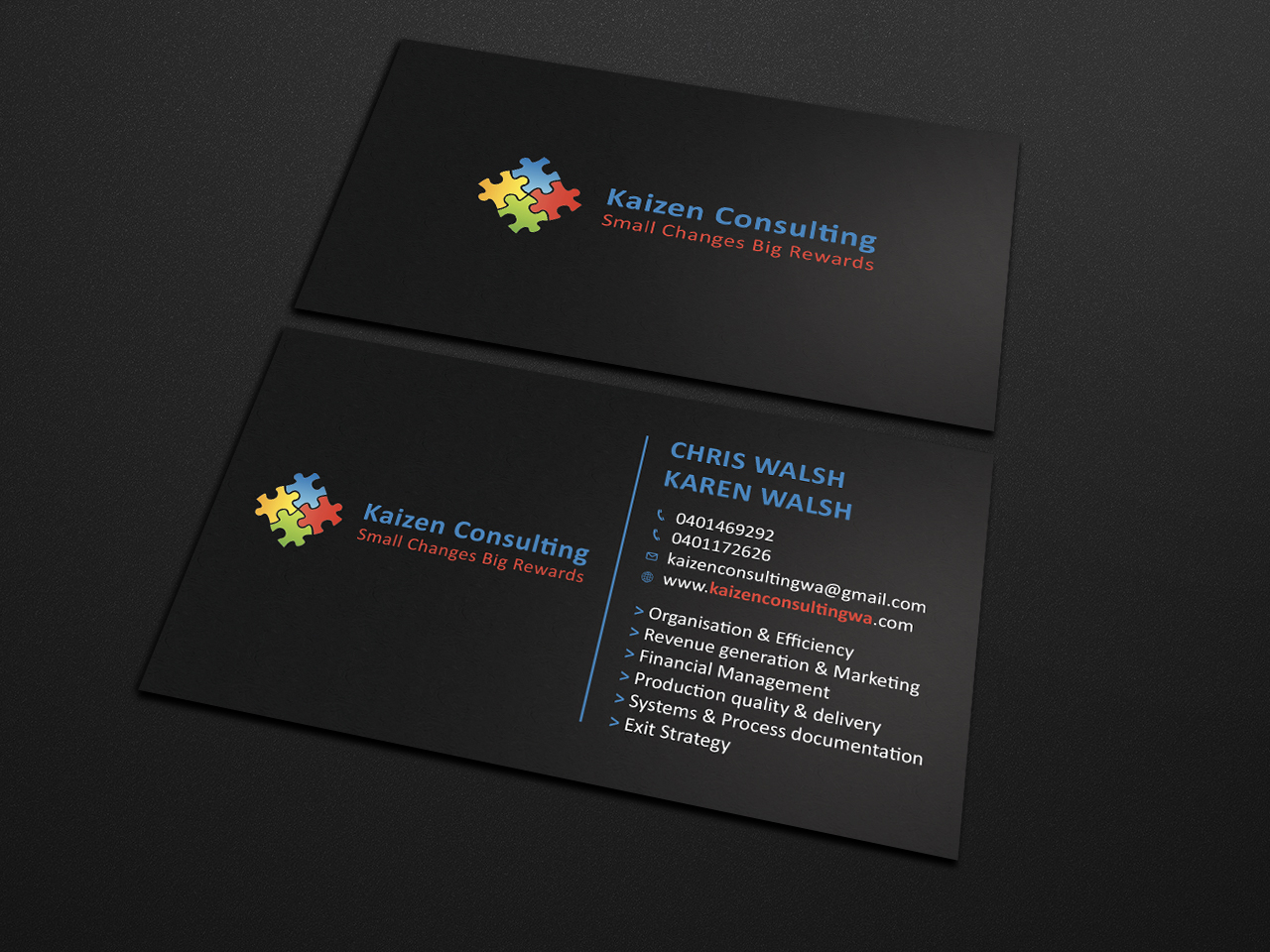 Diseño de Tarjeta de Presentación por Tripti Ranjan Gain para Kaizen Consulting | Diseño #19843795