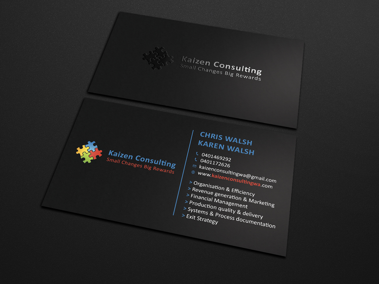 Diseño de Tarjeta de Presentación por Tripti Ranjan Gain para Kaizen Consulting | Diseño #19843796