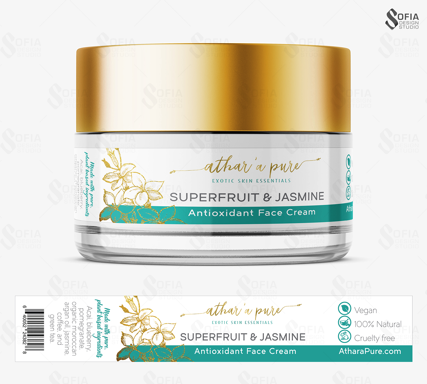 Modern, Upmarket, Skin Care Product Label Design for Athar'a by SofiaDesignStudio Design 19882571