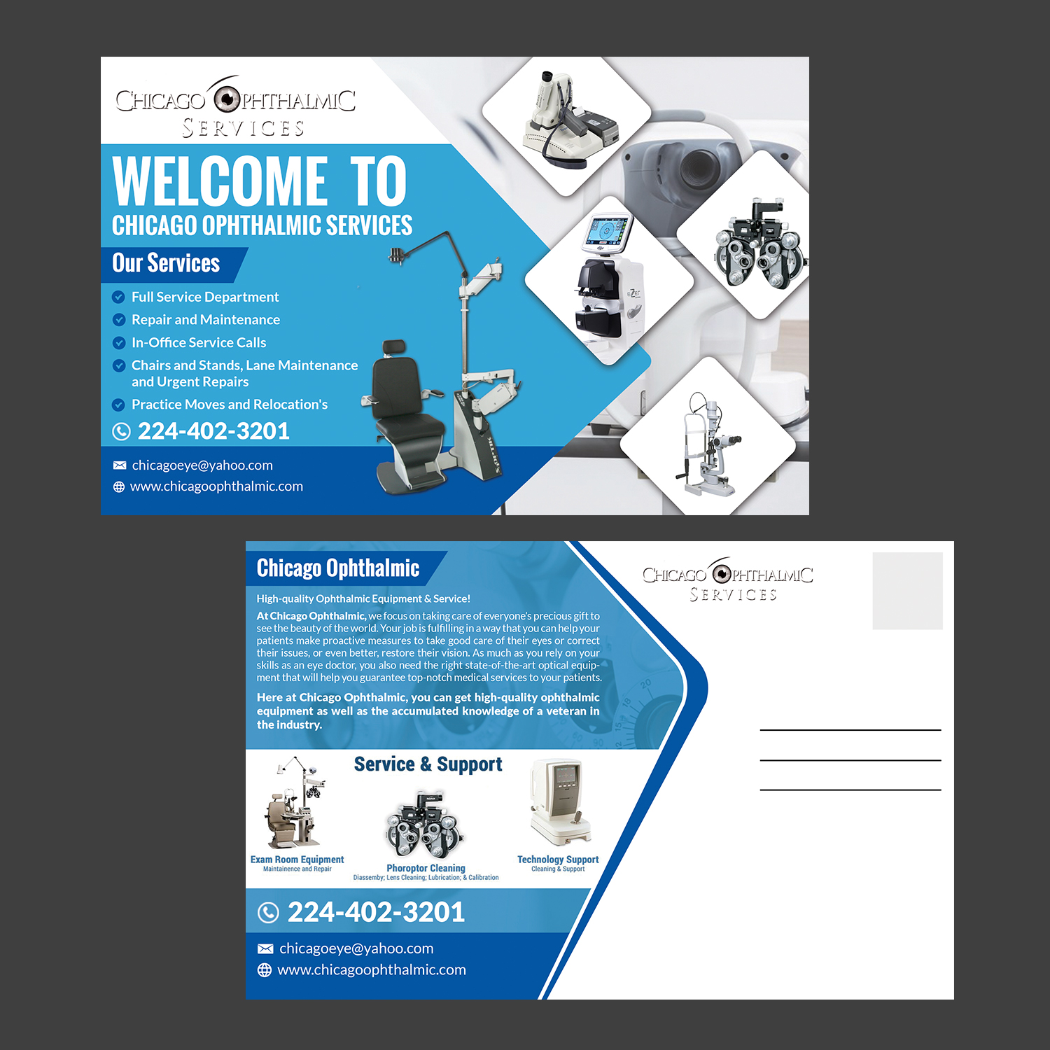 Postcard Design by aspiremedia for Chicago Ophthalmic Services, Inc | Design #19867922