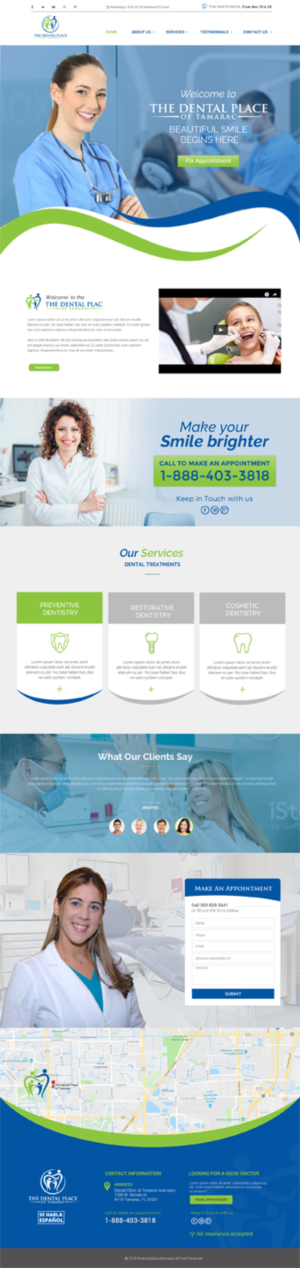 The dental place of tamarac web page | WordPress-Design von chandrayaan.creative