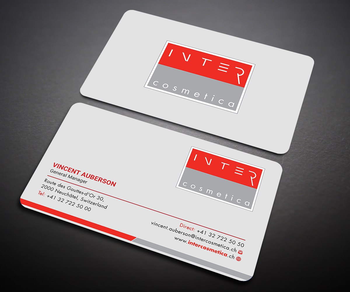 Business Card Design by Designers Hub for Intercosmetica Neuchâtel SA | Design #19885595