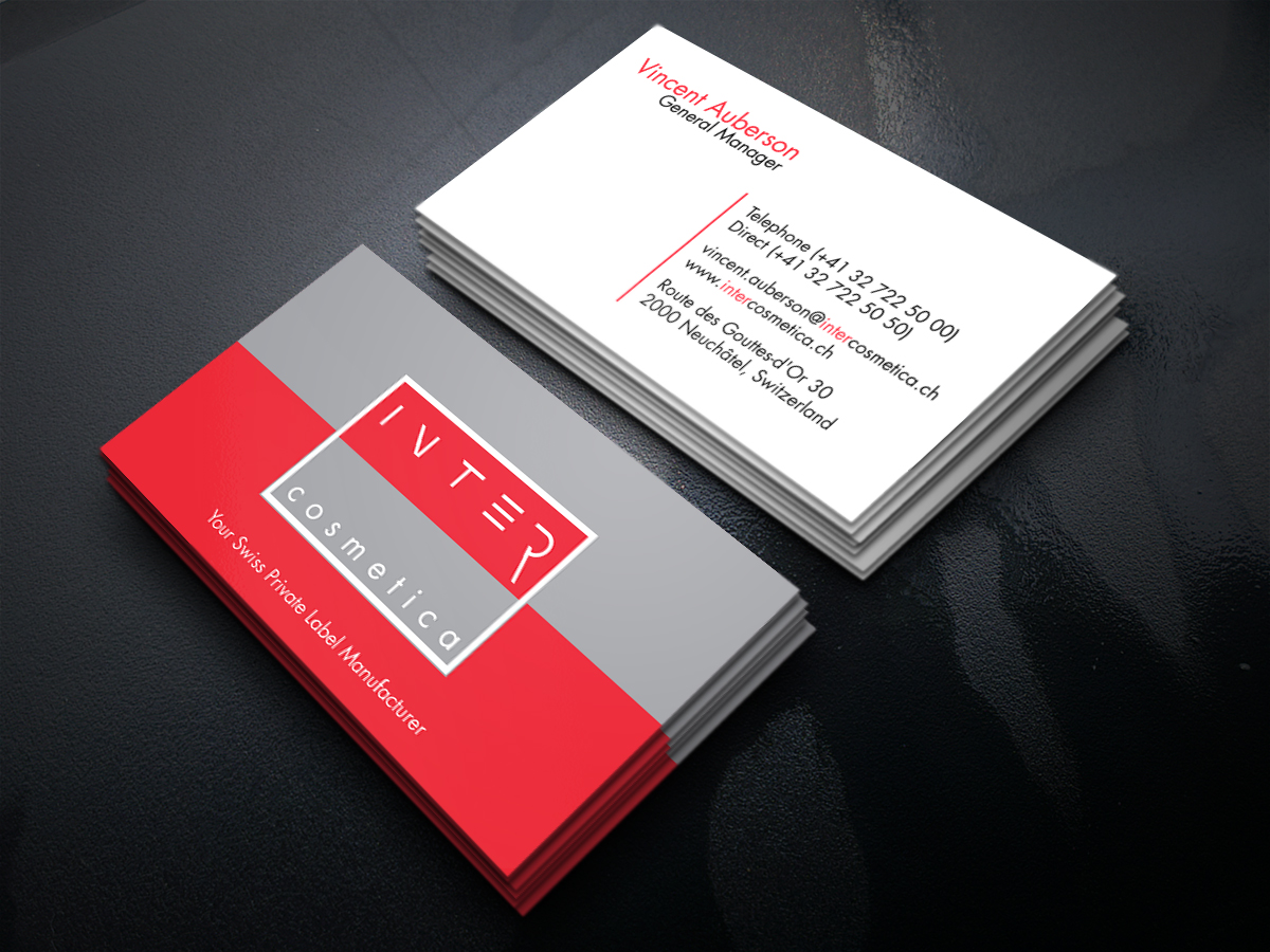 Business Card Design by JK18 for Intercosmetica Neuchâtel SA | Design #19888237