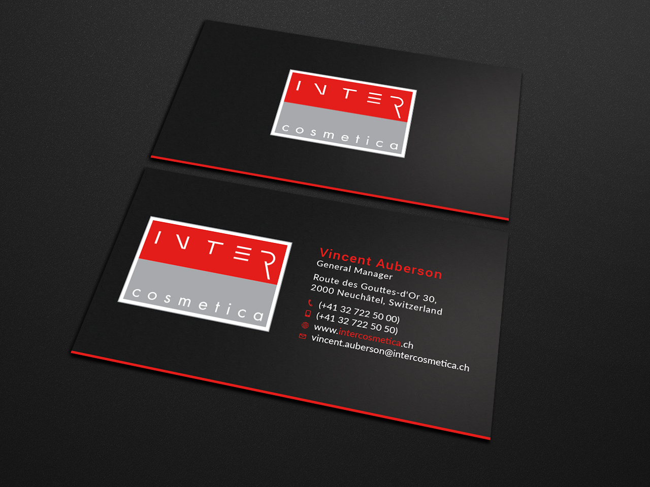 Design de Carte de Visite par Tripti Ranjan Gain pour Intercosmetica Neuchâtel SA | Design #19889397