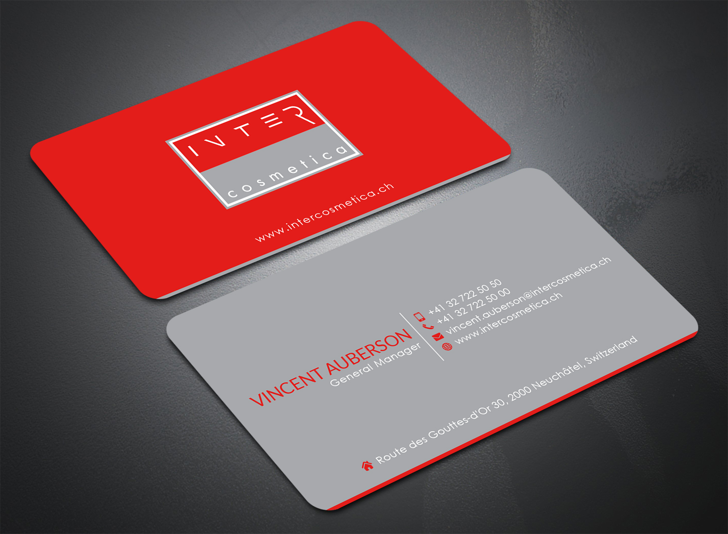 Business Card Design by Bold Pixels for Intercosmetica Neuchâtel SA | Design #19884810