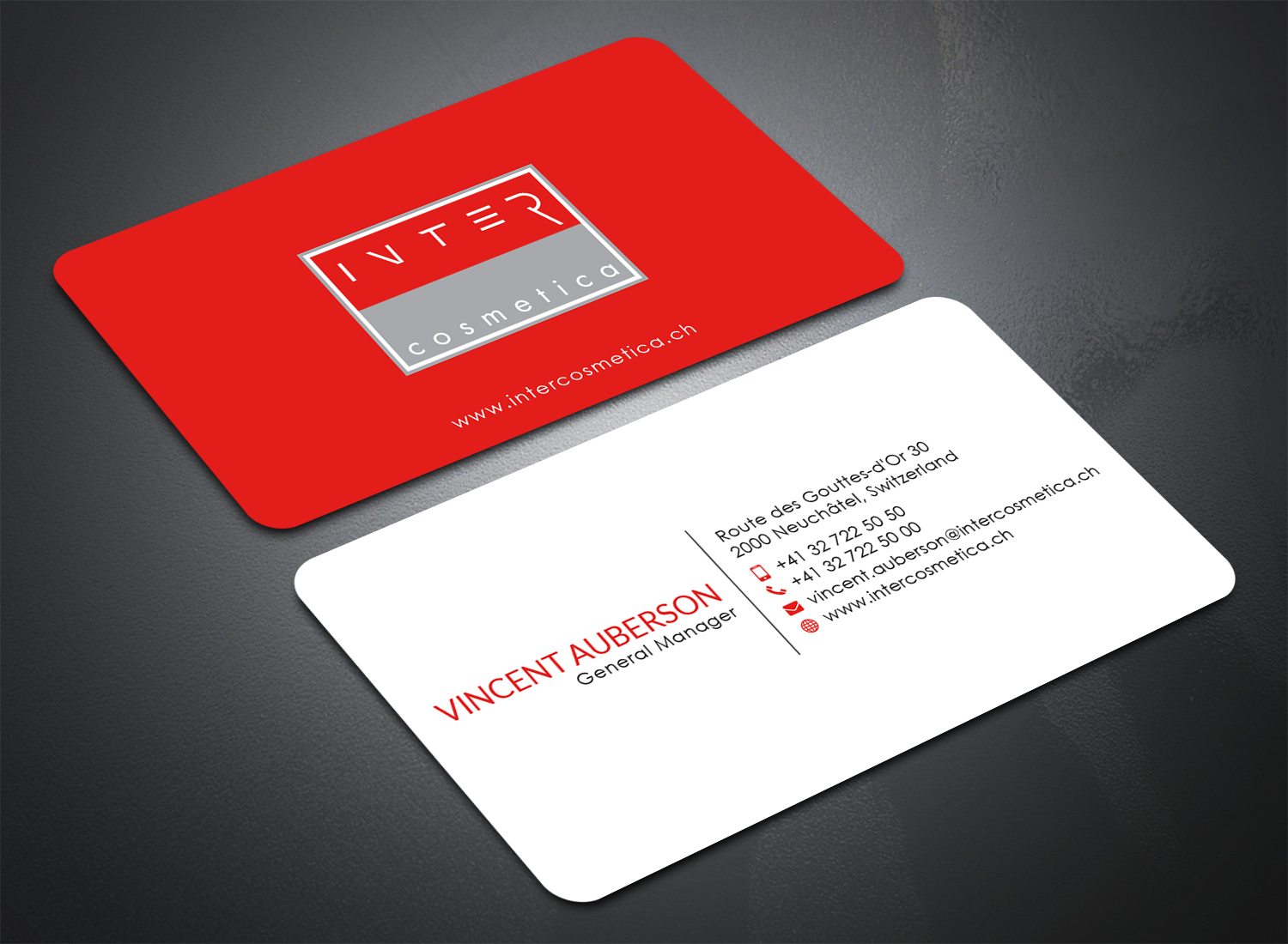 Business Card Design by Bold Pixels for Intercosmetica Neuchâtel SA | Design #19884852