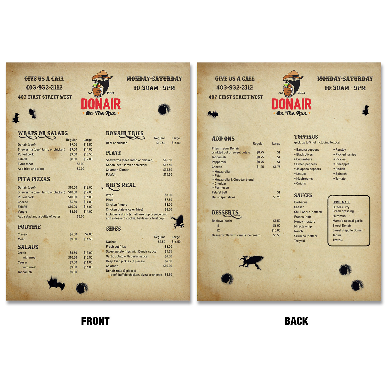 Diseño de Flyer por sube para Donair On The Run  | Diseño #19956348