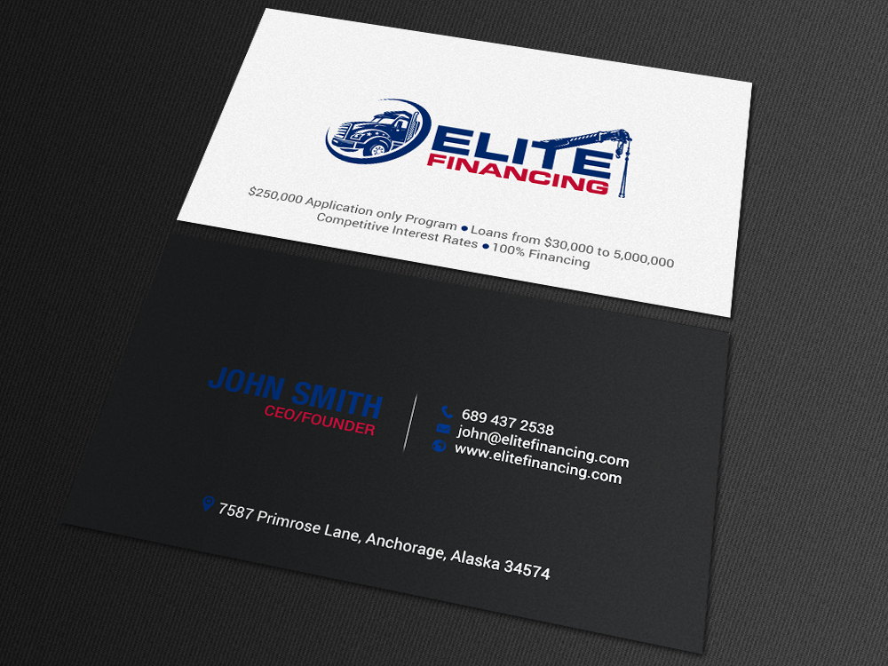 Business Card Design by chandrayaan.creative for Elite Financing LLC | Design #19941228
