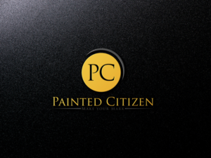 One that says Painted Citizen, one that says PC, and a crescent moon as the icon. COLORS ARE GOLD, BLACK AND WHITE | Diseño de Logo por ynm50 2