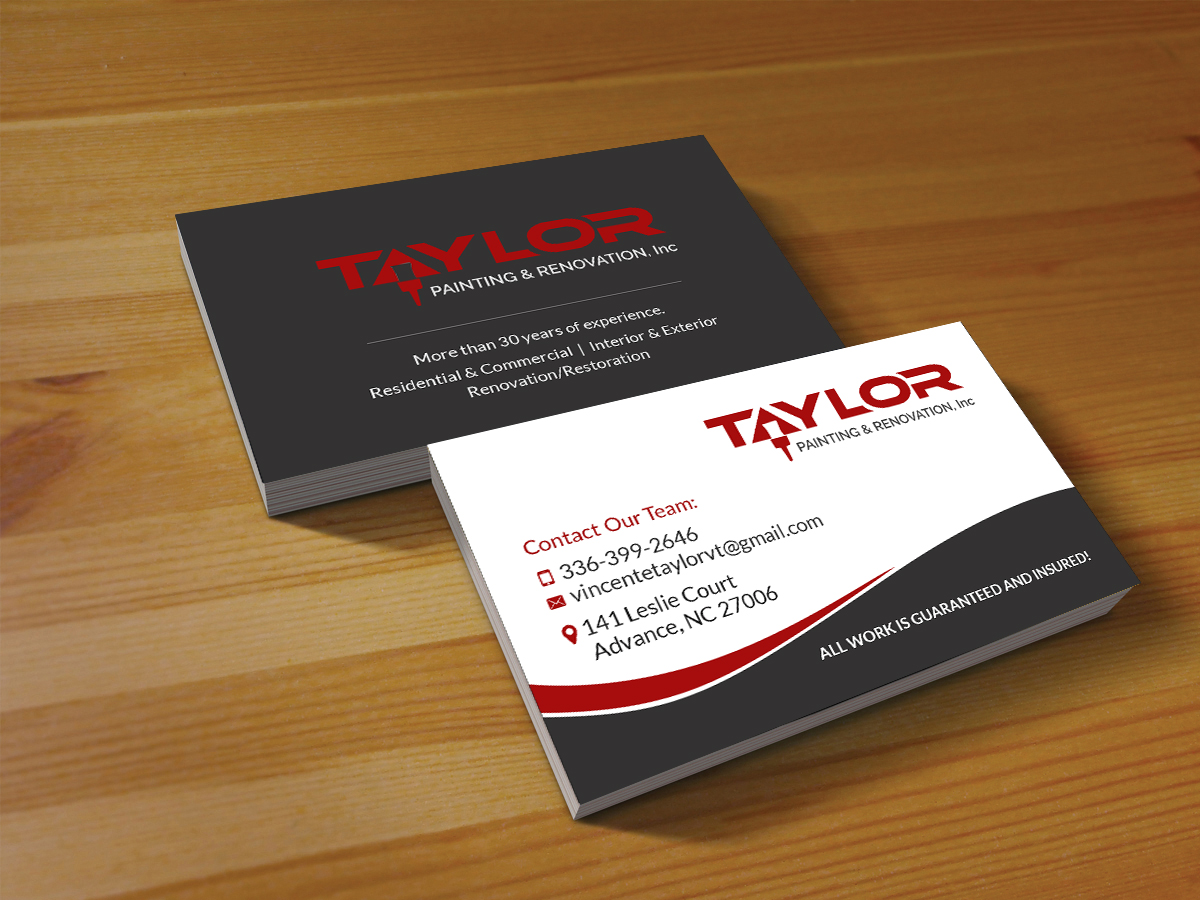 Business Card Design by Creations Box 2015 for Taylor Painting & Renovation, Inc. | Design #20976380
