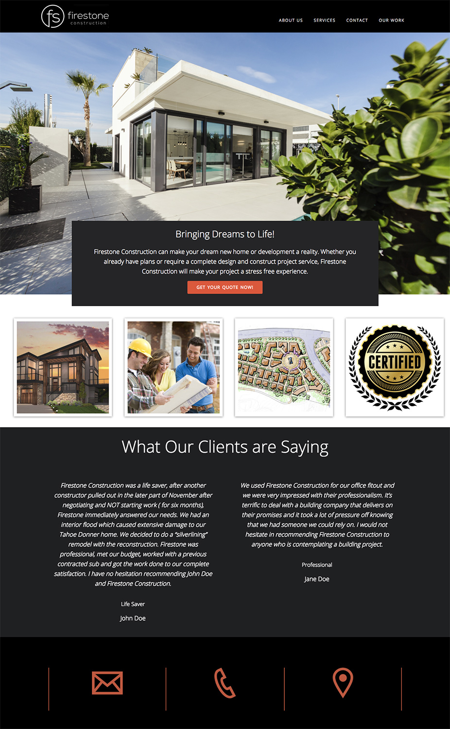 Wordpress Design by GlobalCoastDesigns for Firestone Construction | Design #19956971