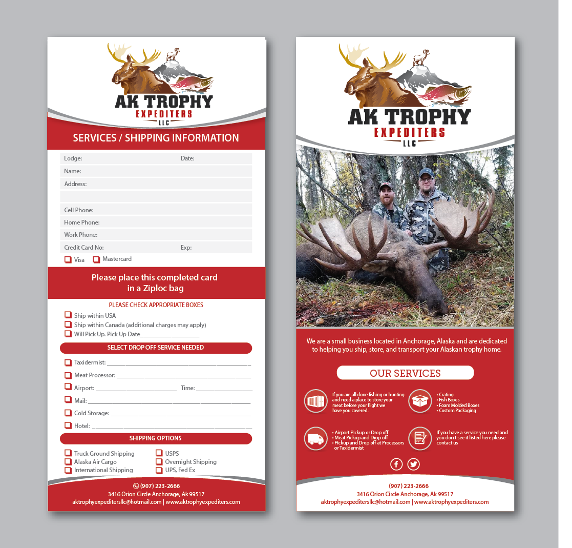 Flyer Design by alex989 for AK Trophy Expediters LLC | Design #19977602
