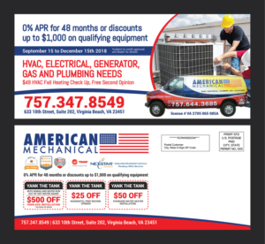 Diseño de Flyer por Deziners Zone para American Mechanical | Diseño: #19964009