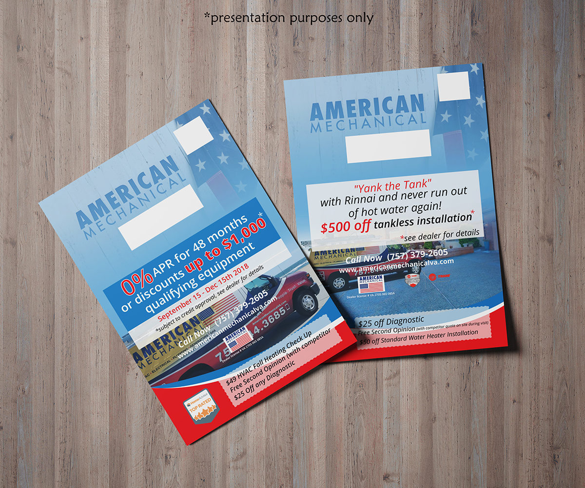 Design de Flyer par JanuXart pour American Mechanical | Design #19988170
