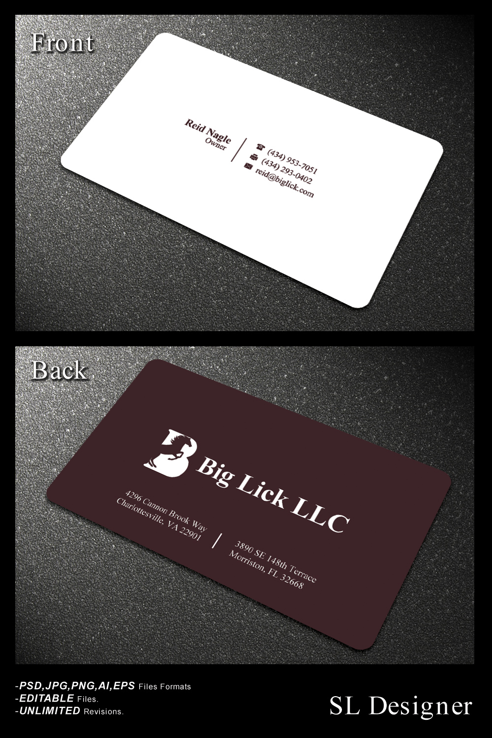 Business Card Design by SL Designer for Big Lick LLC | Design #20019093