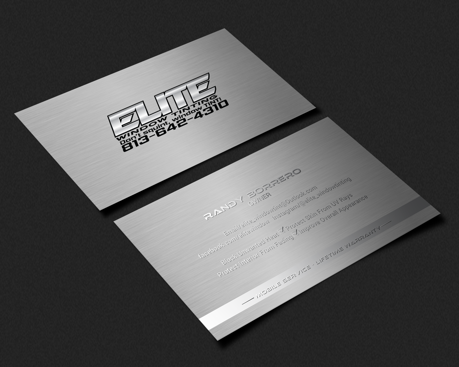 Business Card Design by chandrayaan.creative for Elite Window Tinting | Design #19984262