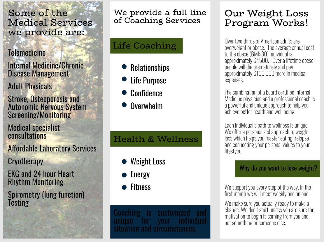 Diseño de Brochure por sigsdesigns para Optimum Health | Diseño #20023495
