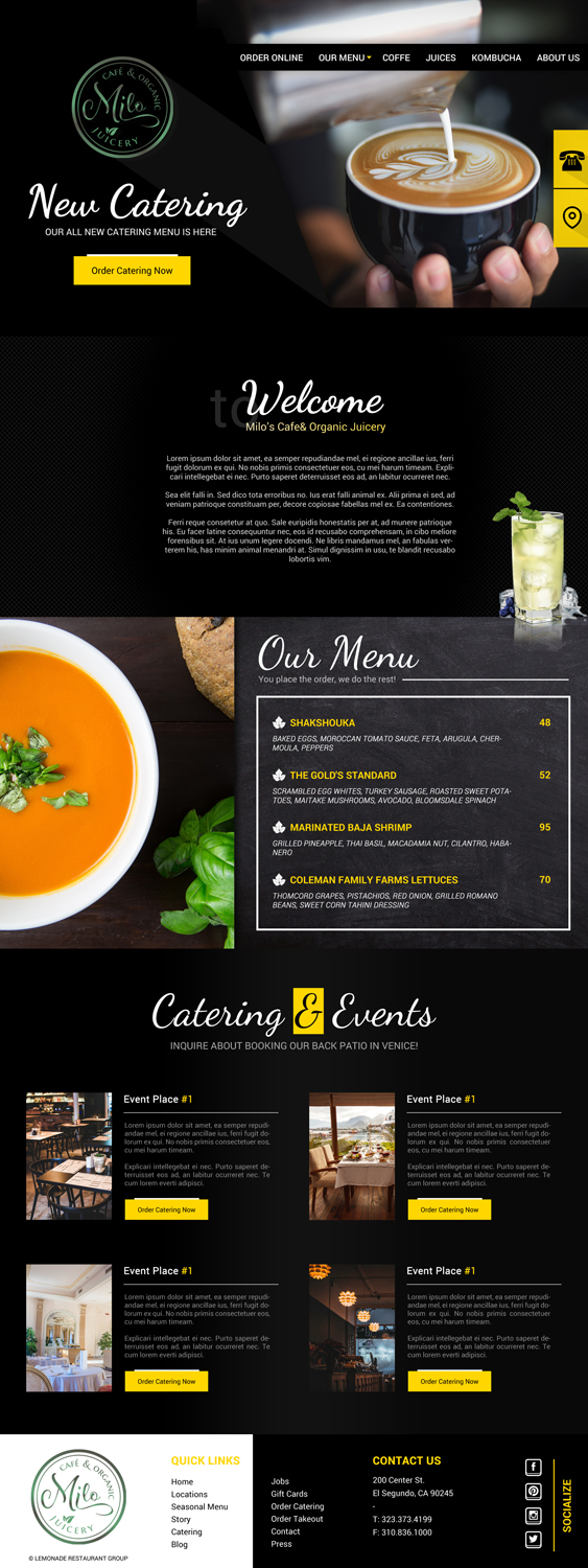 Web Design par Deli pour MILO Cafe & Organic Juicery  | Design #20216023