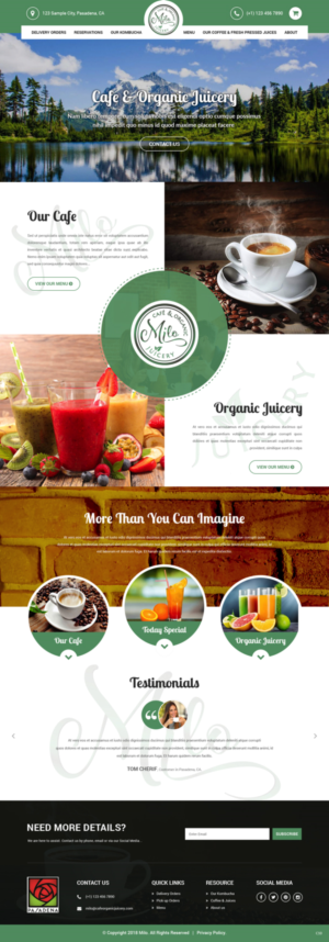 Web Design par pb pour MILO Cafe & Organic Juicery  | Design : #19997087