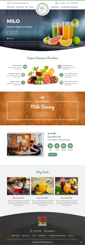 Web Design par pb pour MILO Cafe & Organic Juicery  | Design : #19997093