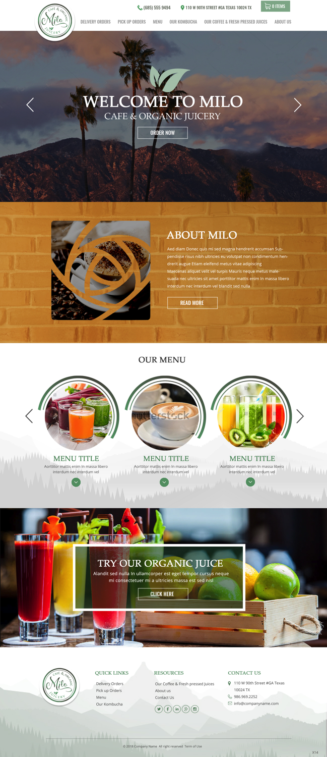 Web Design par pb pour MILO Cafe & Organic Juicery  | Design #19997100