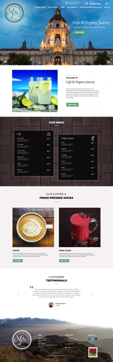 Web Design par pb pour MILO Cafe & Organic Juicery  | Design #19997102
