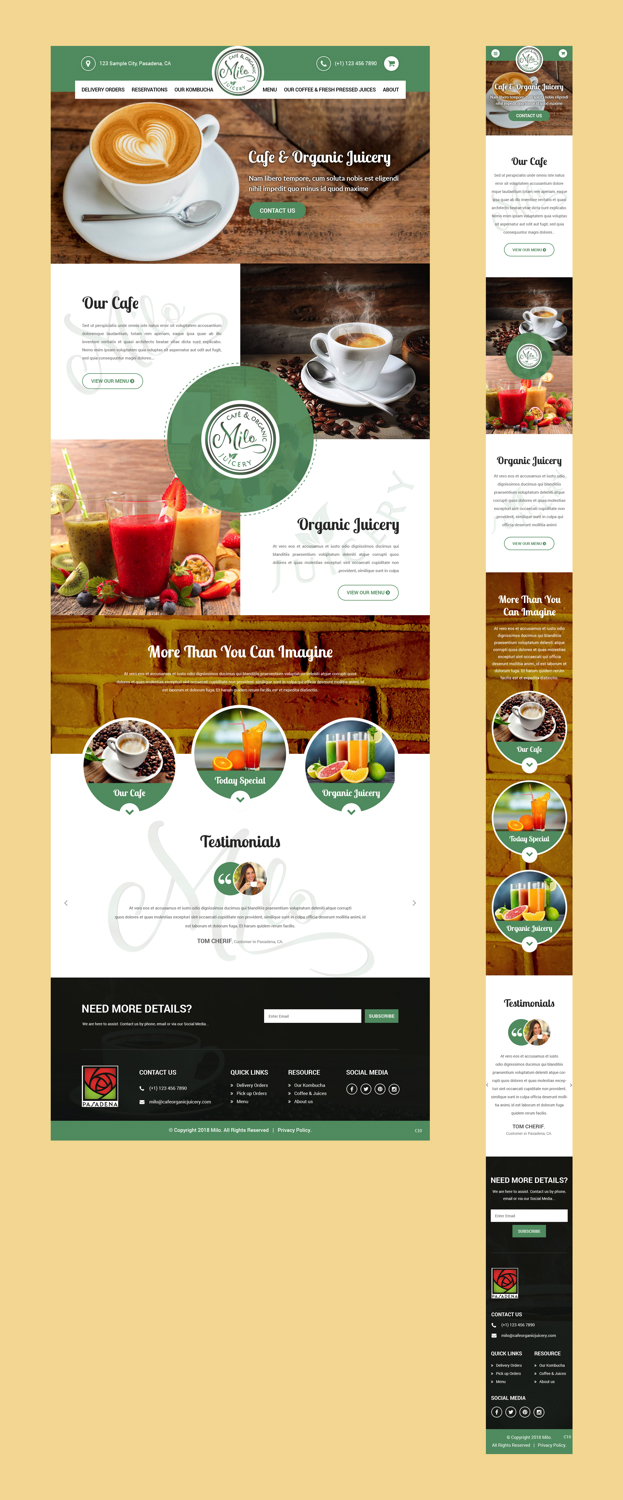 Web Design par pb pour MILO Cafe & Organic Juicery  | Design #20056983