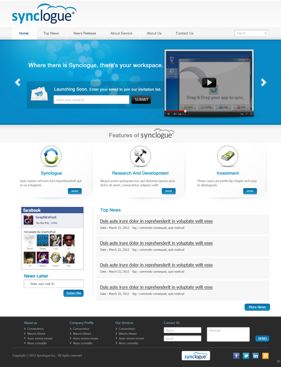Wordpress Design by pb for Synclogue Inc. | Design #703308