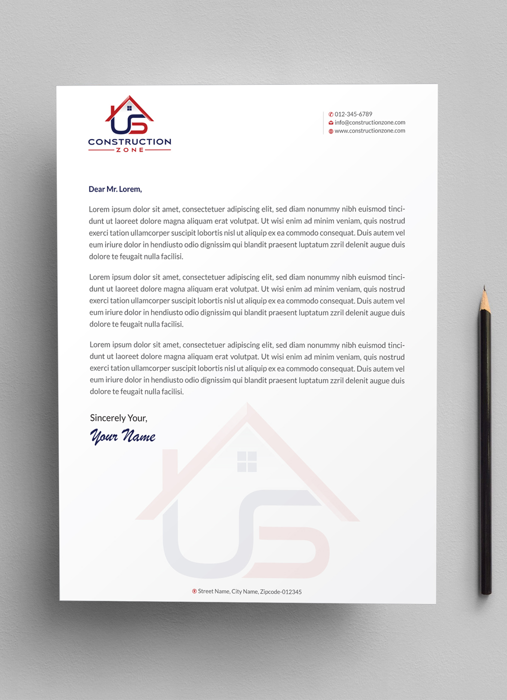 Letterhead Design by Infinitive Technology for US Construction Zone, Inc.  | Design #20045904