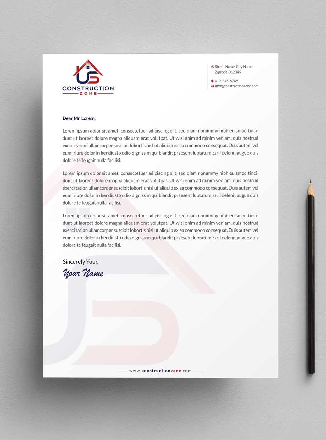 Letterhead Design by Infinitive Technology for US Construction Zone, Inc.  | Design #20045905