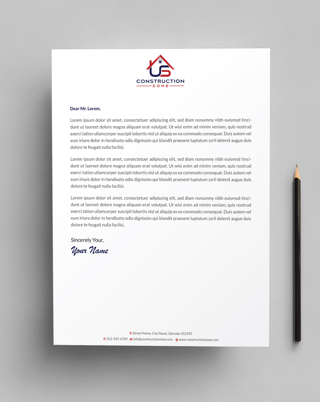 Letterhead Design by Infinitive Technology for US Construction Zone, Inc.  | Design #20045906