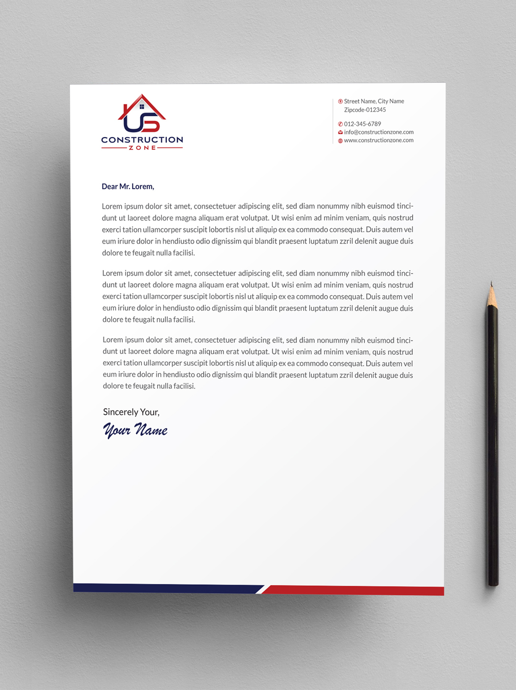 Letterhead Design by Infinitive Technology for US Construction Zone, Inc.  | Design #20045908