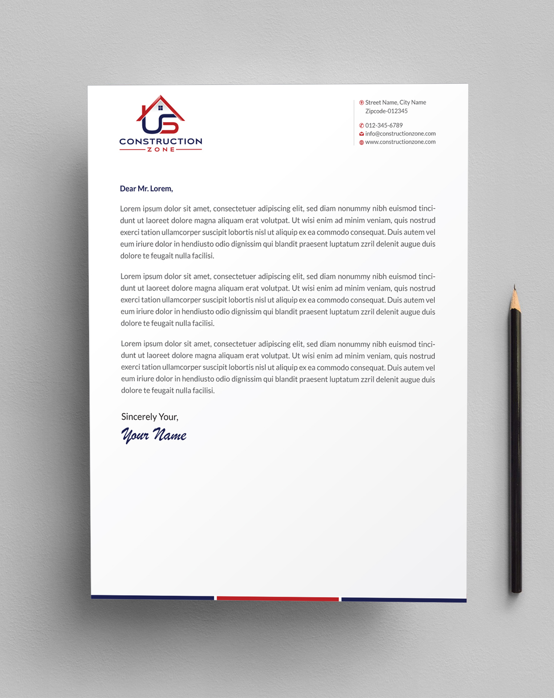 Letterhead Design by Infinitive Technology for US Construction Zone, Inc.  | Design #20045912