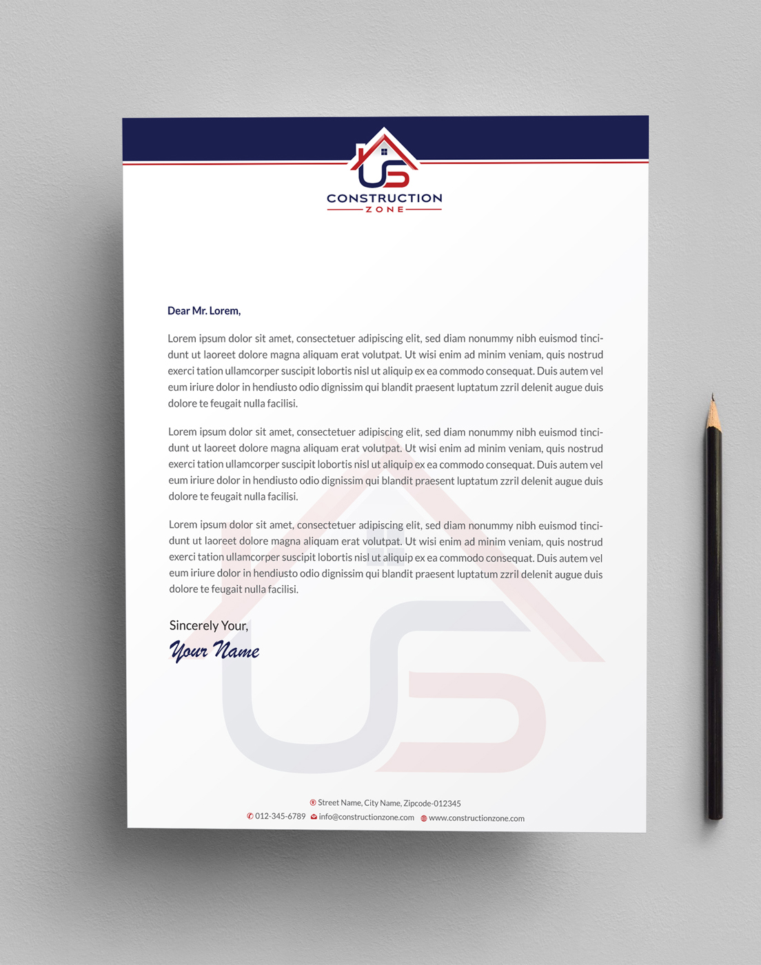 Letterhead Design by Infinitive Technology for US Construction Zone, Inc.  | Design #20045928
