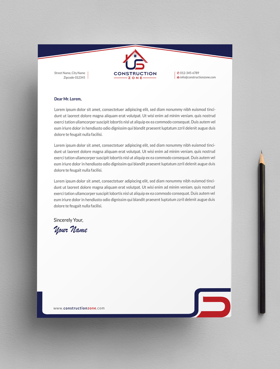 Letterhead Design by Infinitive Technology for US Construction Zone, Inc.  | Design #20046082