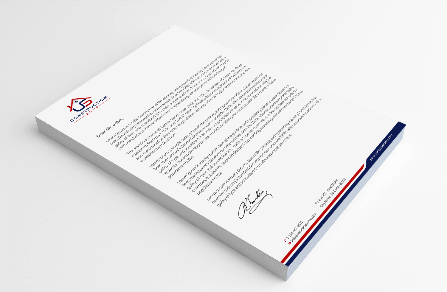 Letterhead Design by Infinitive Technology for US Construction Zone, Inc.  | Design #20052203