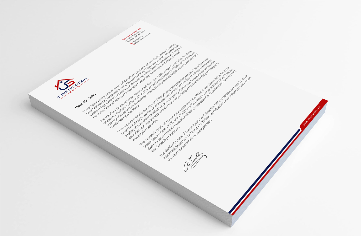 Letterhead Design by Infinitive Technology for US Construction Zone, Inc.  | Design #20052205