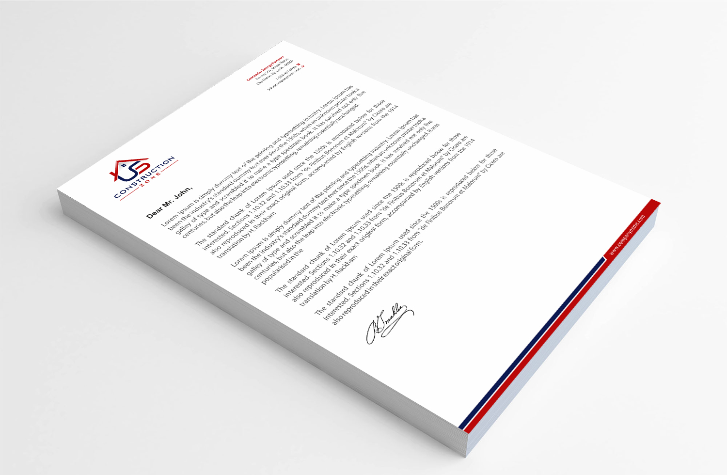 Letterhead Design by Infinitive Technology for US Construction Zone, Inc.  | Design #20052206