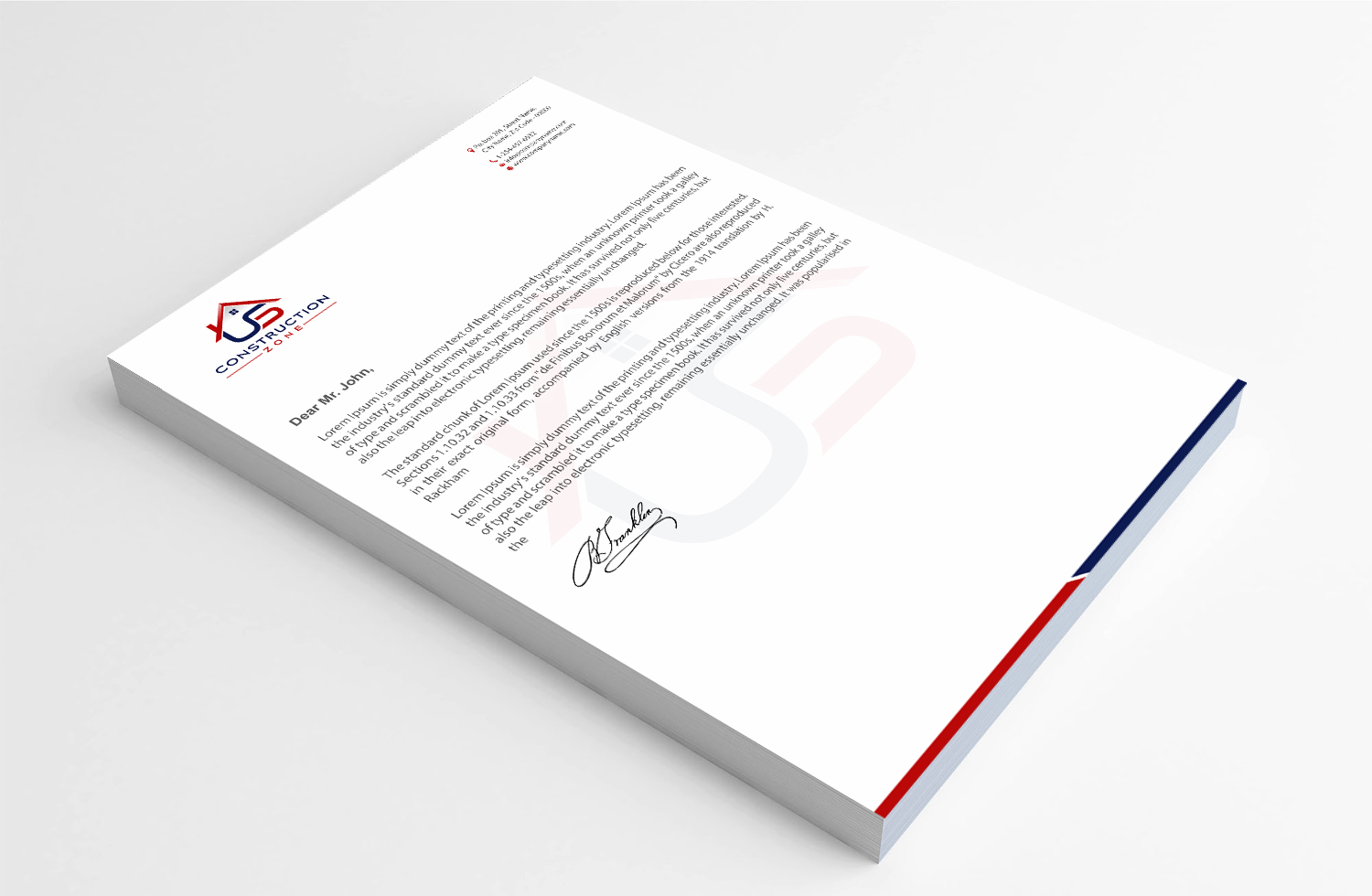 Letterhead Design by Infinitive Technology for US Construction Zone, Inc.  | Design #20052207