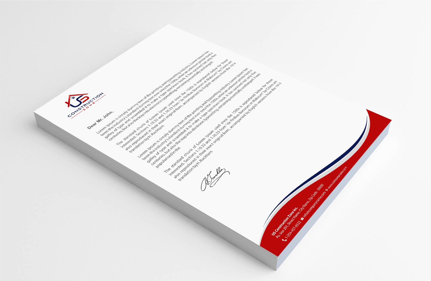 Letterhead Design by Infinitive Technology for US Construction Zone, Inc.  | Design #20052215