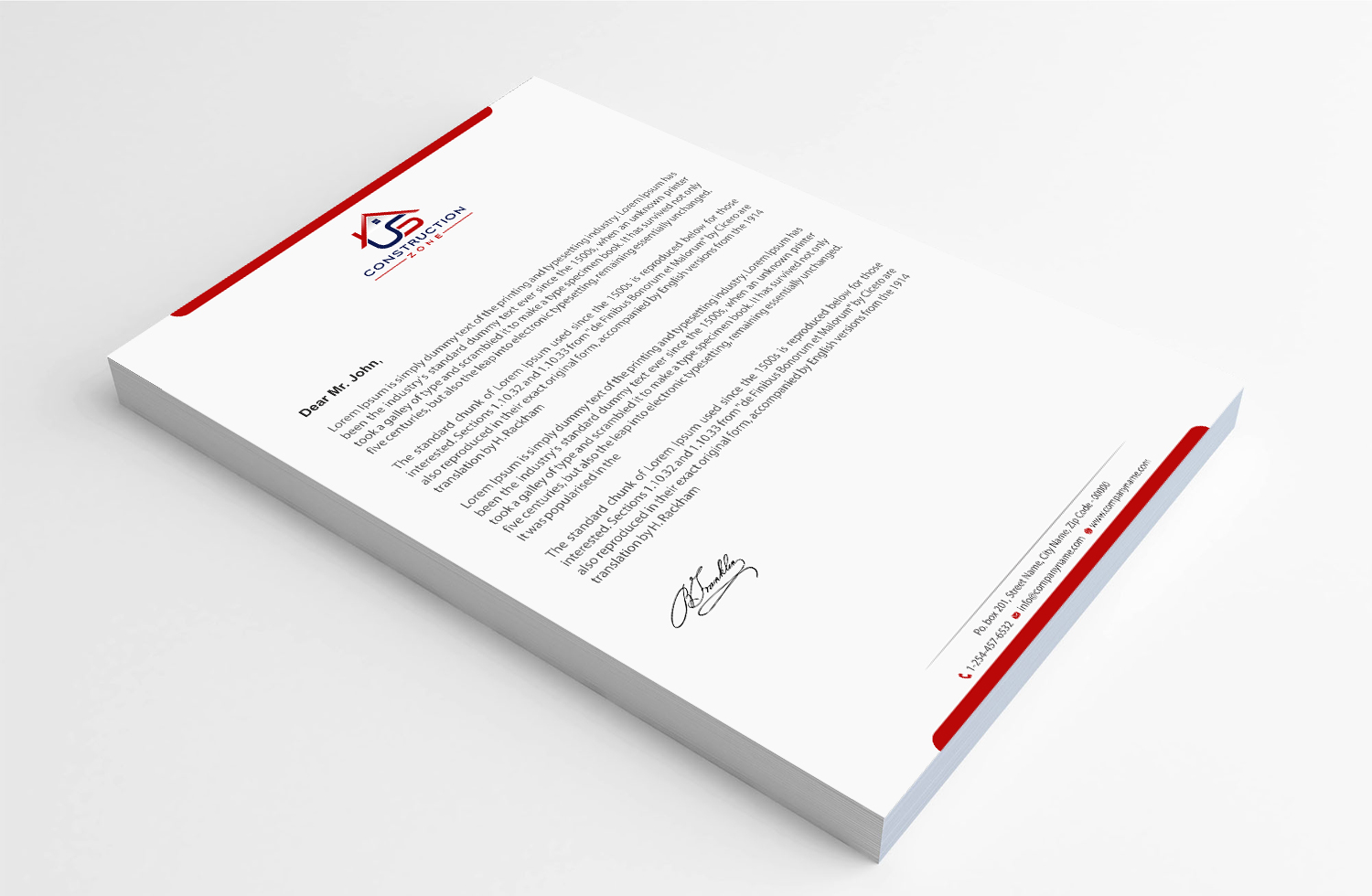 Letterhead Design by Infinitive Technology for US Construction Zone, Inc.  | Design #20052222