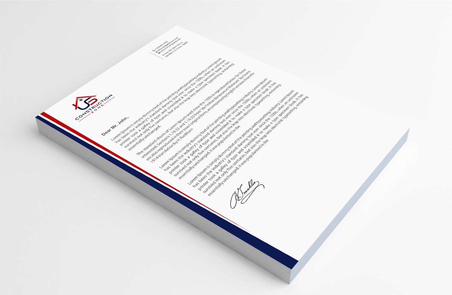 Letterhead Design by Infinitive Technology for US Construction Zone, Inc.  | Design #20052543
