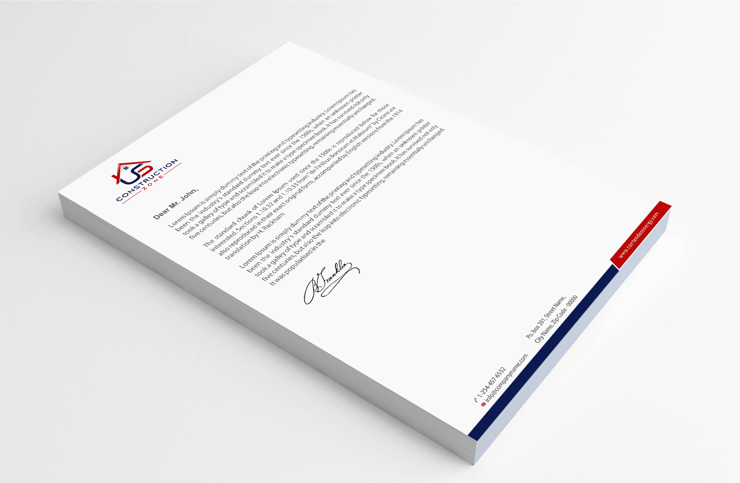 Letterhead Design by Infinitive Technology for US Construction Zone, Inc.  | Design #20052572