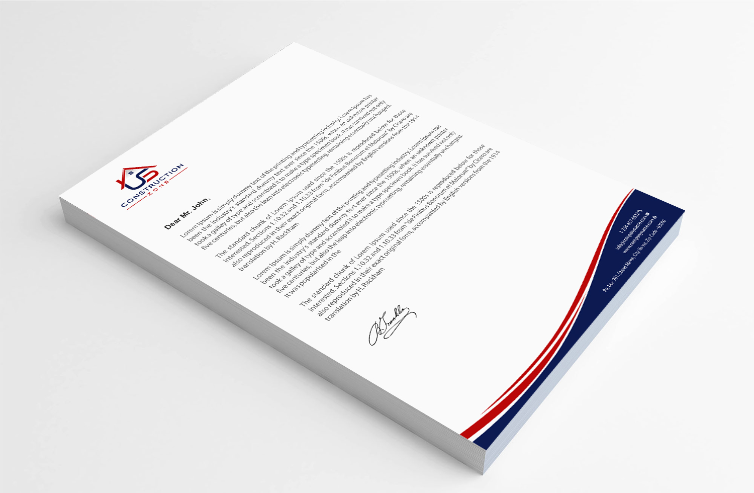 Letterhead Design by Infinitive Technology for US Construction Zone, Inc.  | Design #20052573