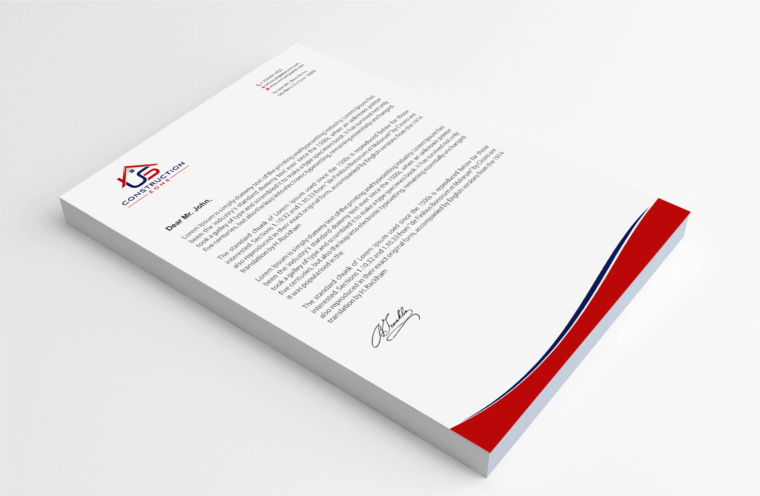 Letterhead Design by Infinitive Technology for US Construction Zone, Inc.  | Design #20052802