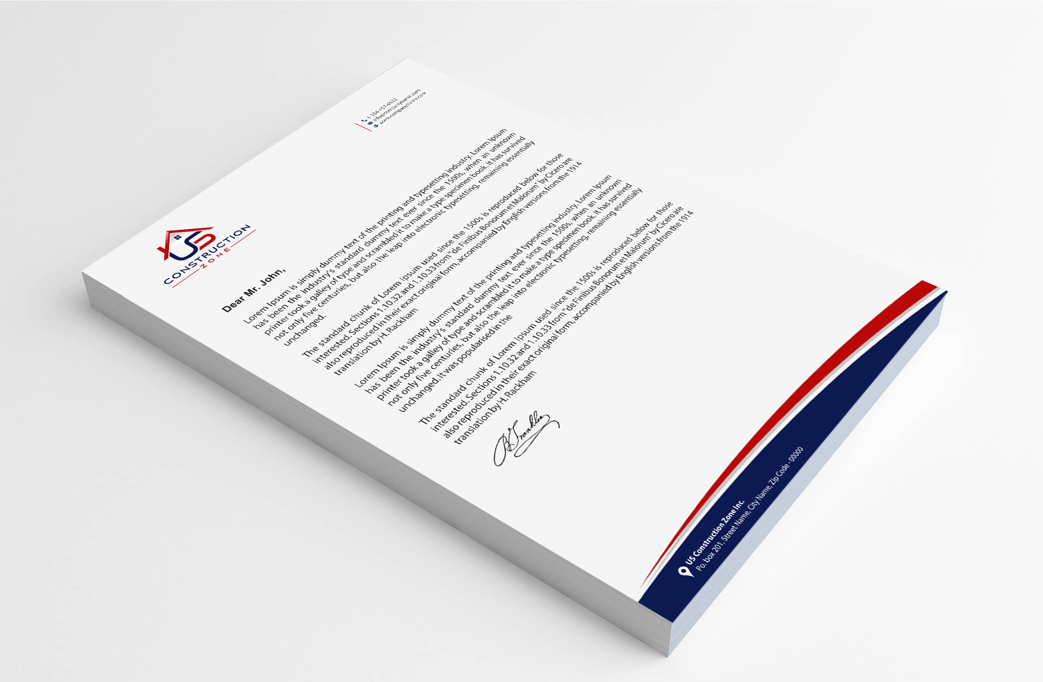 Letterhead Design by Infinitive Technology for US Construction Zone, Inc.  | Design #20052817