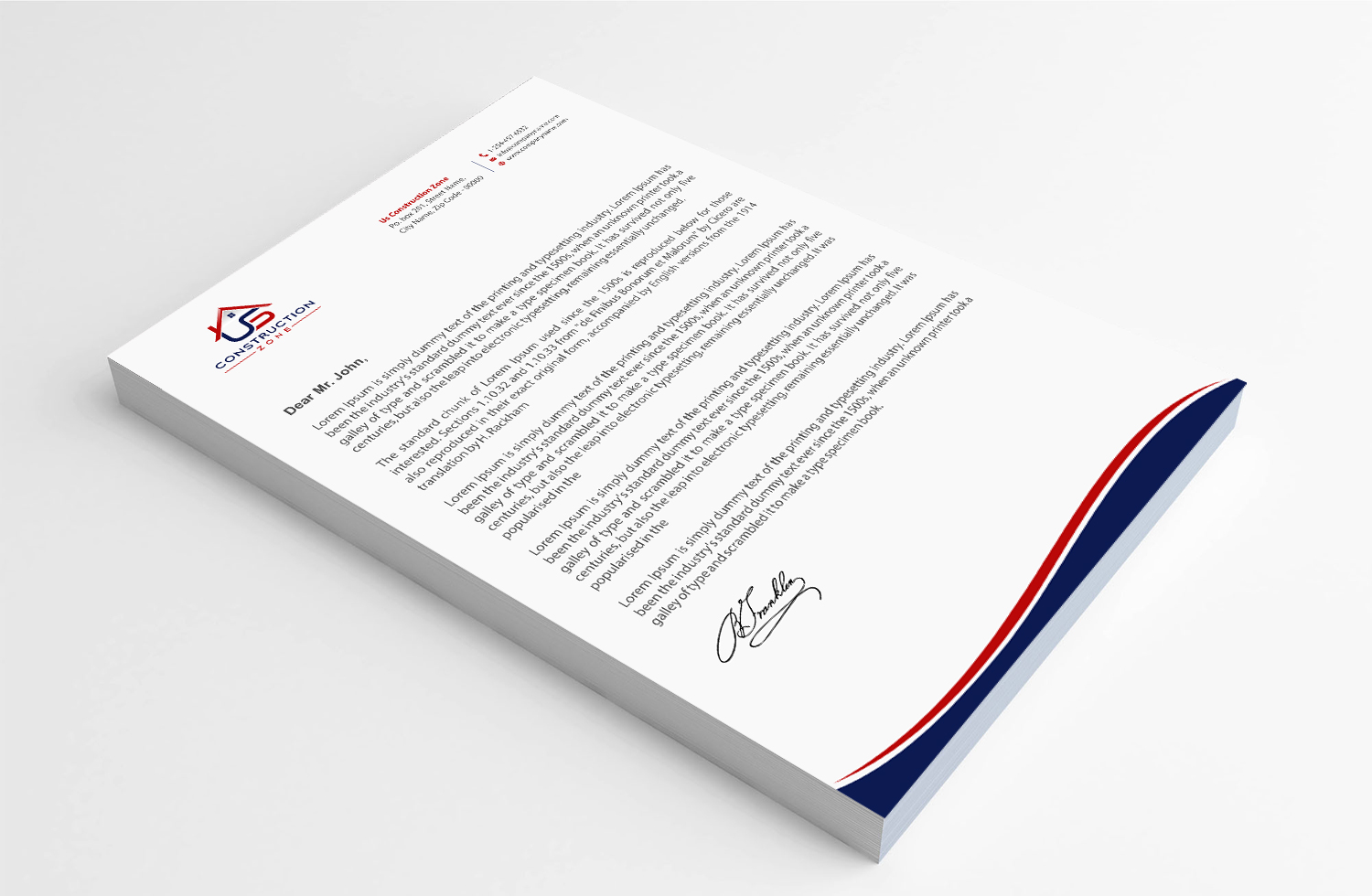 Letterhead Design by Infinitive Technology for US Construction Zone, Inc.  | Design #20053563